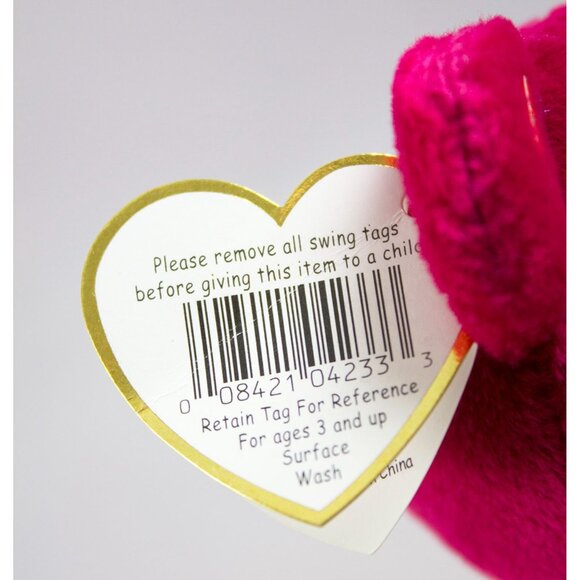 Ty Valentina Hot Pink Bear 1999 Beanie Baby with Tags Plush Bean Bag Toy - Picture 4 of 7